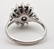 Load image into Gallery viewer, 2511- Vintage: 18ct White Gold 13 Sapphires 8 Natural Sparkling Diamonds Cluster Ring- From 1975
