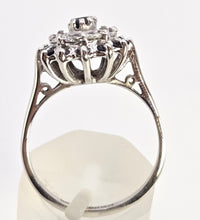 Load image into Gallery viewer, 2511- Vintage: 18ct White Gold 13 Sapphires 8 Natural Sparkling Diamonds Cluster Ring- From 1975
