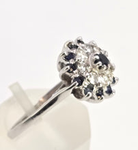 Load image into Gallery viewer, 2511- Vintage: 18ct White Gold 13 Sapphires 8 Natural Sparkling Diamonds Cluster Ring- From 1975
