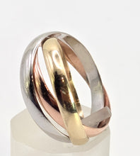Load image into Gallery viewer, 2516: Millennium 9ct Gold Rose, White &amp; Yellow Gold Russian Wedding Band

