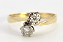 Cargar imagen en el visor de la galería, 2559: Vintage 18ct Gold Round Full Cut Natural Sparkling Diamonds Crossover Ring- From 1978

