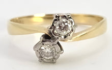 Cargar imagen en el visor de la galería, 2559: Vintage 18ct Gold Round Full Cut Natural Sparkling Diamonds Crossover Ring- From 1978
