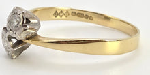 Cargar imagen en el visor de la galería, 2559: Vintage 18ct Gold Round Full Cut Natural Sparkling Diamonds Crossover Ring- From 1978
