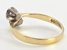 Cargar imagen en el visor de la galería, 2559: Vintage 18ct Gold Round Full Cut Natural Sparkling Diamonds Crossover Ring- From 1978
