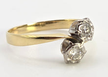 Cargar imagen en el visor de la galería, 2559: Vintage 18ct Gold Round Full Cut Natural Sparkling Diamonds Crossover Ring- From 1978
