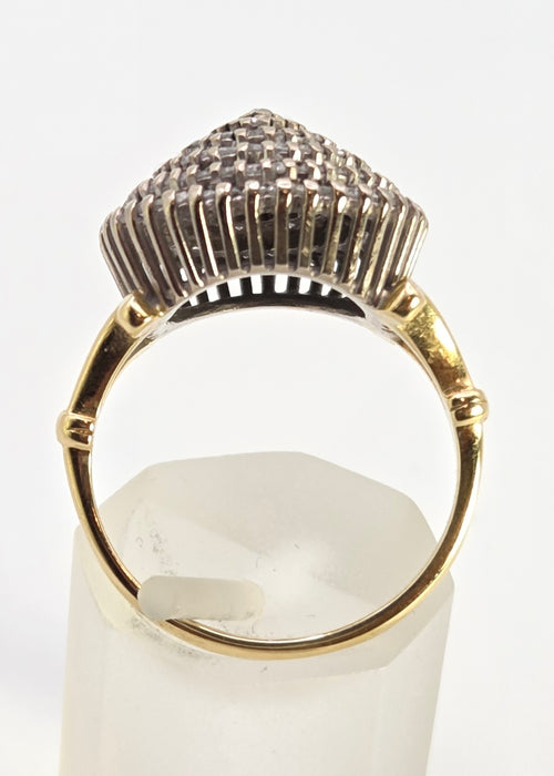 2560: Vintage 18ct Gold Natural Diamonds (1.25ct) Tiered Cluster Ring