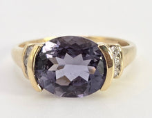 Load image into Gallery viewer, 5999: Vintage: 9ct Gold Oval Faceted Purple Amethyst Diamond Dress Ring
