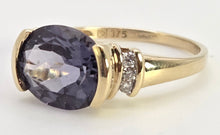 Load image into Gallery viewer, 5999: Vintage: 9ct Gold Oval Faceted Purple Amethyst Diamond Dress Ring
