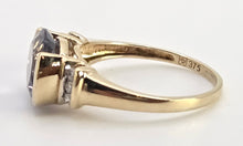 Load image into Gallery viewer, 5999: Vintage: 9ct Gold Oval Faceted Purple Amethyst Diamond Dress Ring
