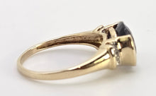 Load image into Gallery viewer, 5999: Vintage: 9ct Gold Oval Faceted Purple Amethyst Diamond Dress Ring
