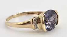 Load image into Gallery viewer, 5999: Vintage: 9ct Gold Oval Faceted Purple Amethyst Diamond Dress Ring
