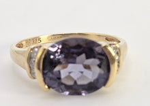 Load image into Gallery viewer, 5999: Vintage: 9ct Gold Oval Faceted Purple Amethyst Diamond Dress Ring
