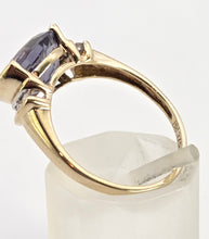 Load image into Gallery viewer, 5999: Vintage: 9ct Gold Oval Faceted Purple Amethyst Diamond Dress Ring
