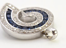 Load image into Gallery viewer, 2441- Vintage Heavy 18ct White Gold Cornflower Blue Sapphires Diamonds Horseshoe Pendant
