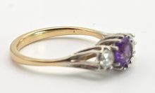 Load image into Gallery viewer, 2496: Vintage Exquisite 18ct Gold Amethyst Twin Round Full Cut Diamonds
