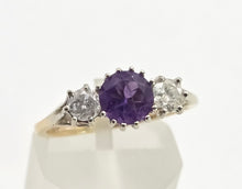 Load image into Gallery viewer, 2496: Vintage Exquisite 18ct Gold Amethyst Twin Round Full Cut Diamonds
