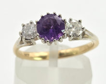 Load image into Gallery viewer, 2496: Vintage Exquisite 18ct Gold Amethyst Twin Round Full Cut Diamonds
