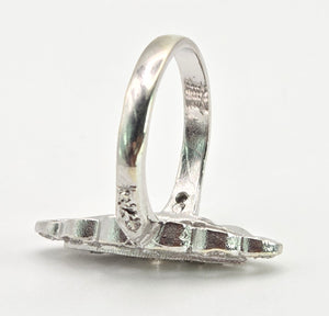 2507: Vintage 9ct White Gold 35 Natural Diamonds Marquise Set Ring