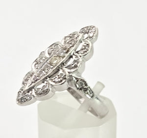 2507: Vintage 9ct White Gold 35 Natural Diamonds Marquise Set Ring