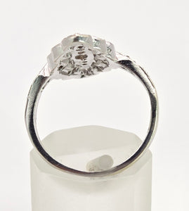 2507: Vintage 9ct White Gold 35 Natural Diamonds Marquise Set Ring