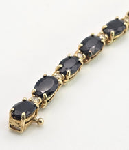 Cargar imagen en el visor de la galería, 2519- Vintage 14ct Gold 19 Blue Sapphires 19 Diamonds Bracelet (19cm)
