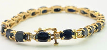 Cargar imagen en el visor de la galería, 2519- Vintage 14ct Gold 19 Blue Sapphires 19 Diamonds Bracelet (19cm)
