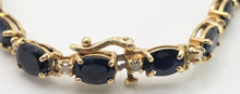 Cargar imagen en el visor de la galería, 2519- Vintage 14ct Gold 19 Blue Sapphires 19 Diamonds Bracelet (19cm)
