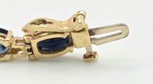 Cargar imagen en el visor de la galería, 2519- Vintage 14ct Gold 19 Blue Sapphires 19 Diamonds Bracelet (19cm)
