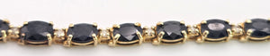 2519- Vintage 14ct Gold 19 Blue Sapphires 19 Diamonds Bracelet (19cm)