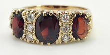 Load image into Gallery viewer, 6147- 9ct Gold Victorian Style Almandine Garnets Natural Diamonds Ring- From 1969
