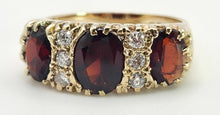 Load image into Gallery viewer, 6147- 9ct Gold Victorian Style Almandine Garnets Natural Diamonds Ring- From 1969
