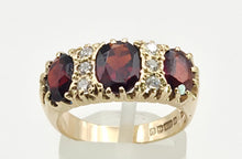 Load image into Gallery viewer, 6147- 9ct Gold Victorian Style Almandine Garnets Natural Diamonds Ring- From 1969
