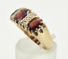 Load image into Gallery viewer, 6147- 9ct Gold Victorian Style Almandine Garnets Natural Diamonds Ring- From 1969
