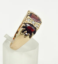 Load image into Gallery viewer, 6147- 9ct Gold Victorian Style Almandine Garnets Natural Diamonds Ring- From 1969

