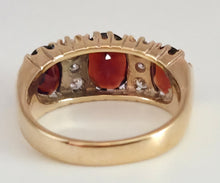 Load image into Gallery viewer, 6147- 9ct Gold Victorian Style Almandine Garnets Natural Diamonds Ring- From 1969
