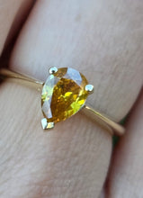 Load image into Gallery viewer, 0614: Vintage 9ct Gold Rare Pear Cut Natural Yellow Diamond (1.12ct) Ring
