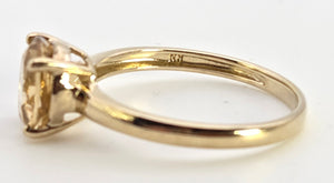 2417: Vintage 9ct Gold Round Cut Yellow Citrine Solitaire