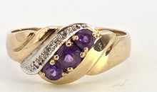 Load image into Gallery viewer, 2449 Vintage 9ct Gold Amethyst Diamonds Dress Ring
