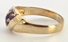 Load image into Gallery viewer, 2449 Vintage 9ct Gold Amethyst Diamonds Dress Ring
