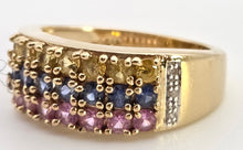 Load image into Gallery viewer, 2452 Vintage Statement 9ct Gold Topaz Diamonds Multi-Gem Cocktail Ring
