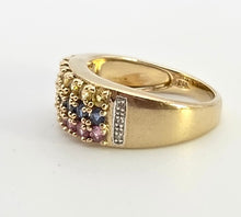Load image into Gallery viewer, 2452 Vintage Statement 9ct Gold Topaz Diamonds Multi-Gem Cocktail Ring
