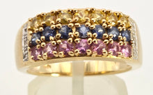 Load image into Gallery viewer, 2452 Vintage Statement 9ct Gold Topaz Diamonds Multi-Gem Cocktail Ring
