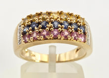 Load image into Gallery viewer, 2452 Vintage Statement 9ct Gold Topaz Diamonds Multi-Gem Cocktail Ring
