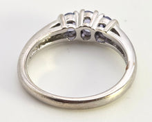 Load image into Gallery viewer, 2457: Vintage: 9ct White Gold Violet Blue Tanzanites Natural Diamonds Dress/Stacker Ring
