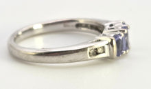 Load image into Gallery viewer, 2457: Vintage: 9ct White Gold Violet Blue Tanzanites Natural Diamonds Dress/Stacker Ring
