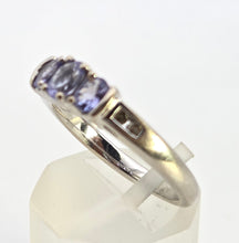 Load image into Gallery viewer, 2457: Vintage: 9ct White Gold Violet Blue Tanzanites Natural Diamonds Dress/Stacker Ring
