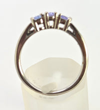 Load image into Gallery viewer, 2457: Vintage: 9ct White Gold Violet Blue Tanzanites Natural Diamonds Dress/Stacker Ring
