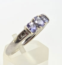 Load image into Gallery viewer, 2457: Vintage: 9ct White Gold Violet Blue Tanzanites Natural Diamonds Dress/Stacker Ring
