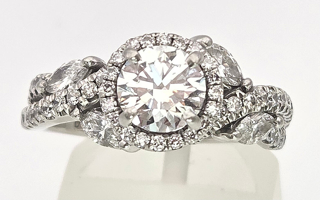 2418: Platinum Exceptional 1ct Central Diamond (GIA CERT) Ring - D Colour- The finest