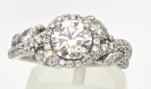 2418: Platinum Exceptional 1ct Central Diamond (GIA CERT) Ring - D Colour- The finest